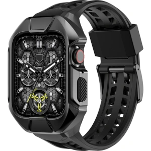 Kup Pasek + etui Kingxbar CYF136 2w1 Apple Watch 4/5/6/7/8/9/SE 44/45mm czarne - KGX644 - {ean13} - Sklep Home Screen