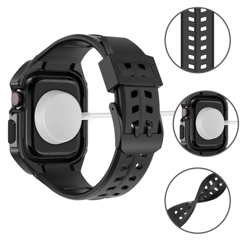Buy Belt + case Kingxbar CYF136 2w1 Apple Watch 4/5/6/7/8/9/SE 44/45mm black - KGX644 - {ean13} - Home Screen Store Europe