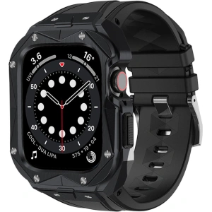 Kup Pasek + etui Kingxbar CYF140 2w1 Apple Watch 4/5/6/7/8/9/SE 44/45mm czarne - KGX646 - {ean13} - Sklep Home Screen