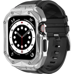 Kup Pásek + etui Kingxbar CYF140 2w1 Apple Watch 4/5/6/7/8/9/SE 44/45mm stříbrné - KGX647 - {ean13} - Sklep Home Screen
