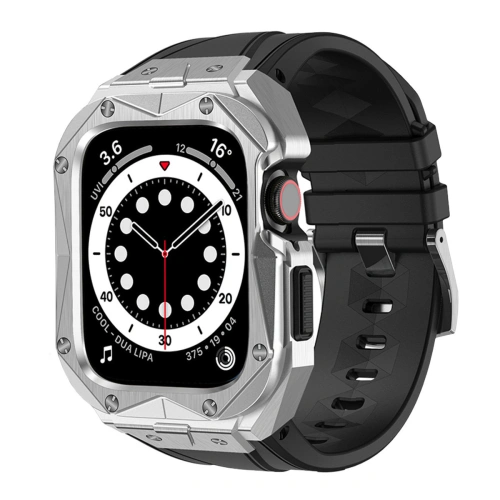 Kup Pásek + etui Kingxbar CYF140 2w1 Apple Watch 4/5/6/7/8/9/SE 44/45mm stříbrné - KGX648 - {ean13} - Sklep Home Screen