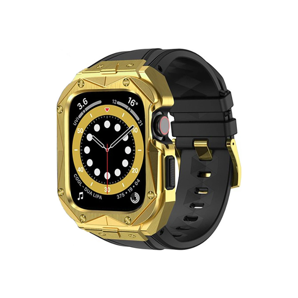 Pasek + etui Kingxbar CYF140 2w1 Apple Watch 4/5/6/7/8/9/SE 44/45mm złote