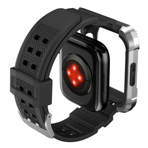 Kup Pásek + etui Kingxbar CYF134 2w1 Apple Watch 4/5/6/7/8/9/SE 44/45mm stříbrné - KGX653 - {ean13} - Sklep Home Screen
