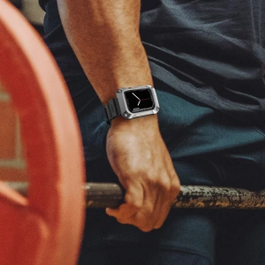 Kup Pasek + etui Kingxbar CYF134 2w1 Apple Watch 4/5/6/7/8/9/SE 44/45mm srebrne - KGX653 - {ean13} - Sklep Home Screen