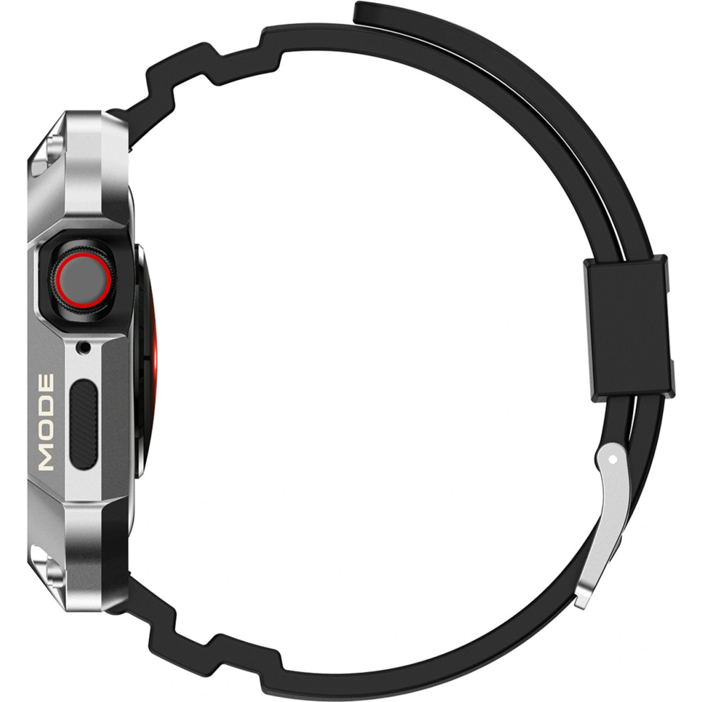 Pasek + etui Kingxbar CYF134 2w1 Apple Watch 4/5/6/7/8/9/SE 44/45mm srebrne