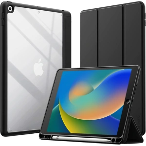 Kup Etui Crong PrimeFolio Apple iPad 10.2 2019/2020/2021 (7., 8. și 9. generație) + suport pentru creion (negru/transparent) - CRG593 - {ean13} - Sklep Home Screen