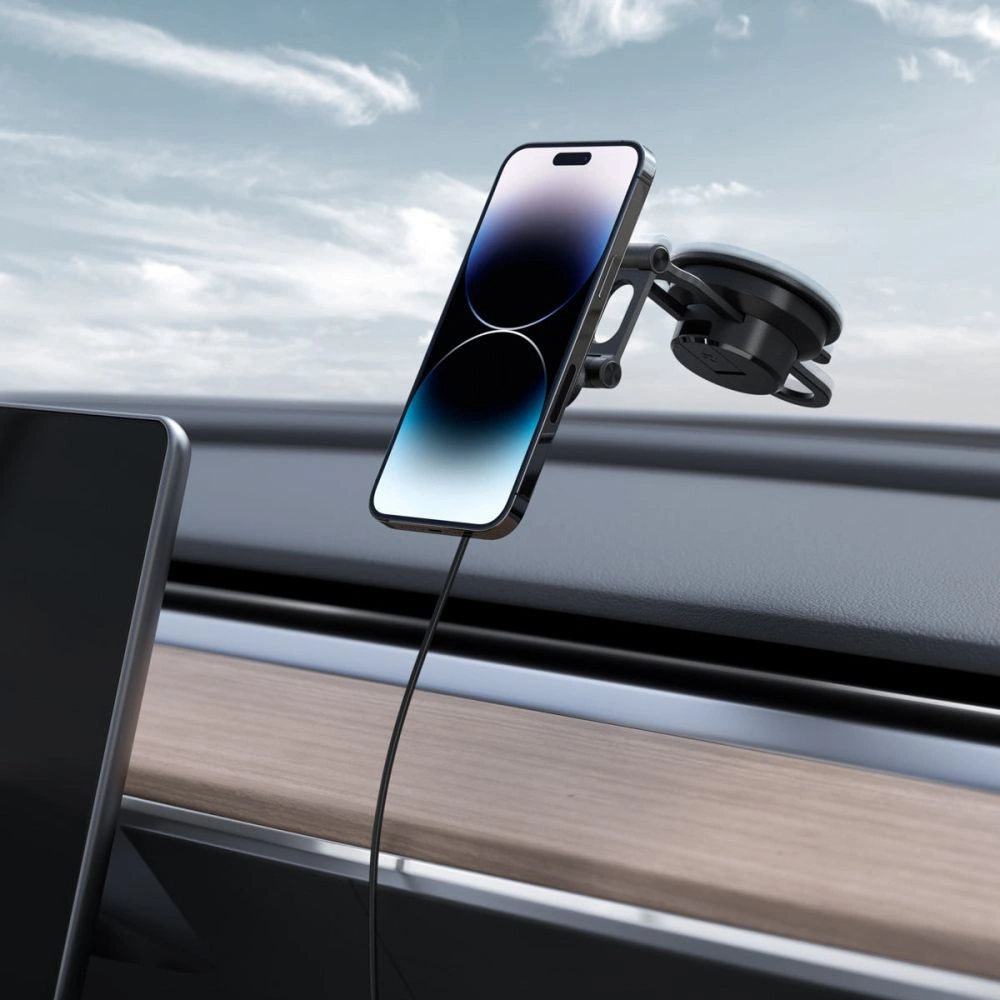 Uchwyt samochodowy z ładowarką bezprzewodową Spigen OneTap Pro 3 Black Dash Magnetic Car Mount (MagFit) Black