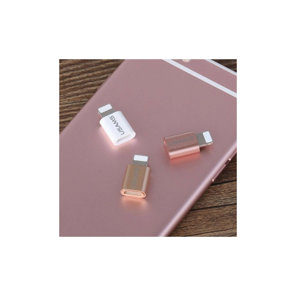 Adapter USAMS US-SJ014 microUSB/Lightning różowo-złoty/rose gold