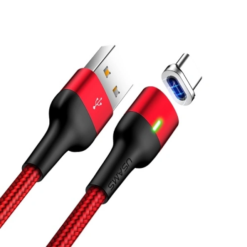 Kup USAMS US-SJ327 U28 mágneses kábel USB-A/USB-C 2A/3A Gyors Töltés 1m piros/red - USA942 - {ean13} - Sklep Home Screen
