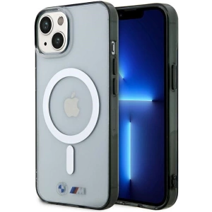 Etui BMW BMHMP14MHCRS Apple iPhone 14 Plus / 15 Plus transparent hardcase Silver Ring MagSafe