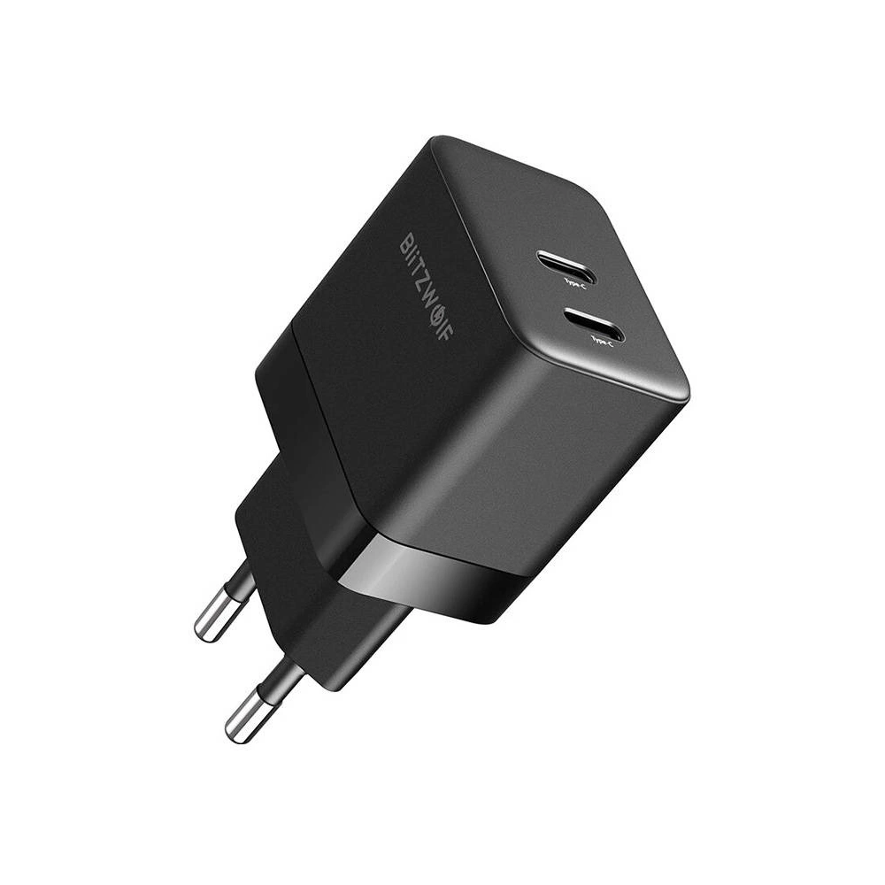 Ładowarka sieciowa Blitzwolf BW-S22 GaN 2x USB-C, 35W (czarna)