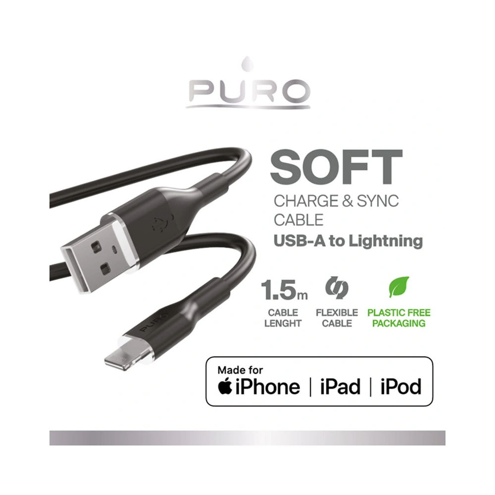 Kabel PURO ICON Soft Cable USB-A/Lightning 1.5m (Black)