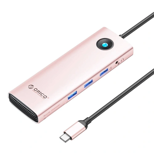 Kup Stacja dokująca HUB 10w1 Orico USB-C, HDMI, 3xUSB, SD/TF, Audio (różowe złoto) - ORC141 - {ean13} - Sklep Home Screen