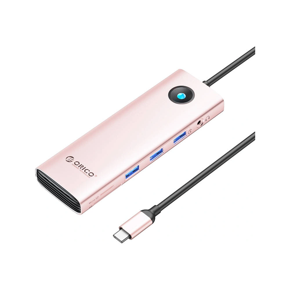 Stacja dokująca HUB 10w1 Orico USB-C, HDMI, 3xUSB, SD/TF, Audio (różowe złoto)