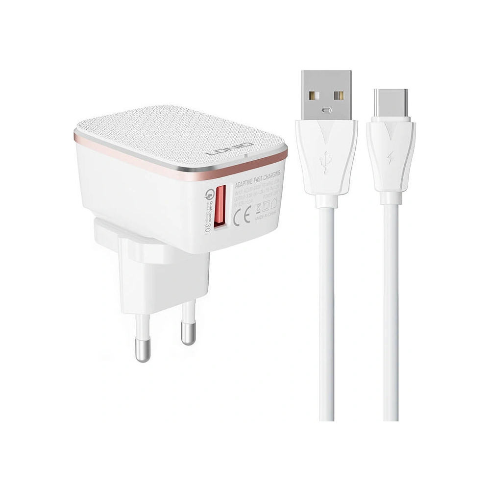 Ładowarka sieciowa LDNIO A1204Q 18W + kabel USB-C