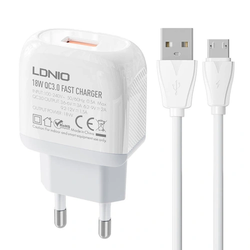Kup Încărcător de rețea LDNIO A1307Q 18W + cablu microUSB - LDN116 - {ean13} - Sklep Home Screen
