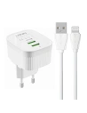 Încărcător de rețea LDNIO A201 2xUSB-A + cablu Lightning