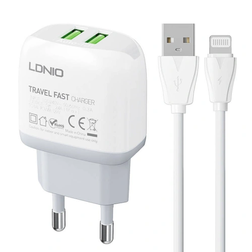 Kup Ładowarka sieciowa LDNIO A2219 2xUSB-A + kabel Lightning - LDN132 - {ean13} - Sklep Home Screen