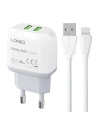 Încărcător de rețea LDNIO A2219 2xUSB-A + cablu Lightning