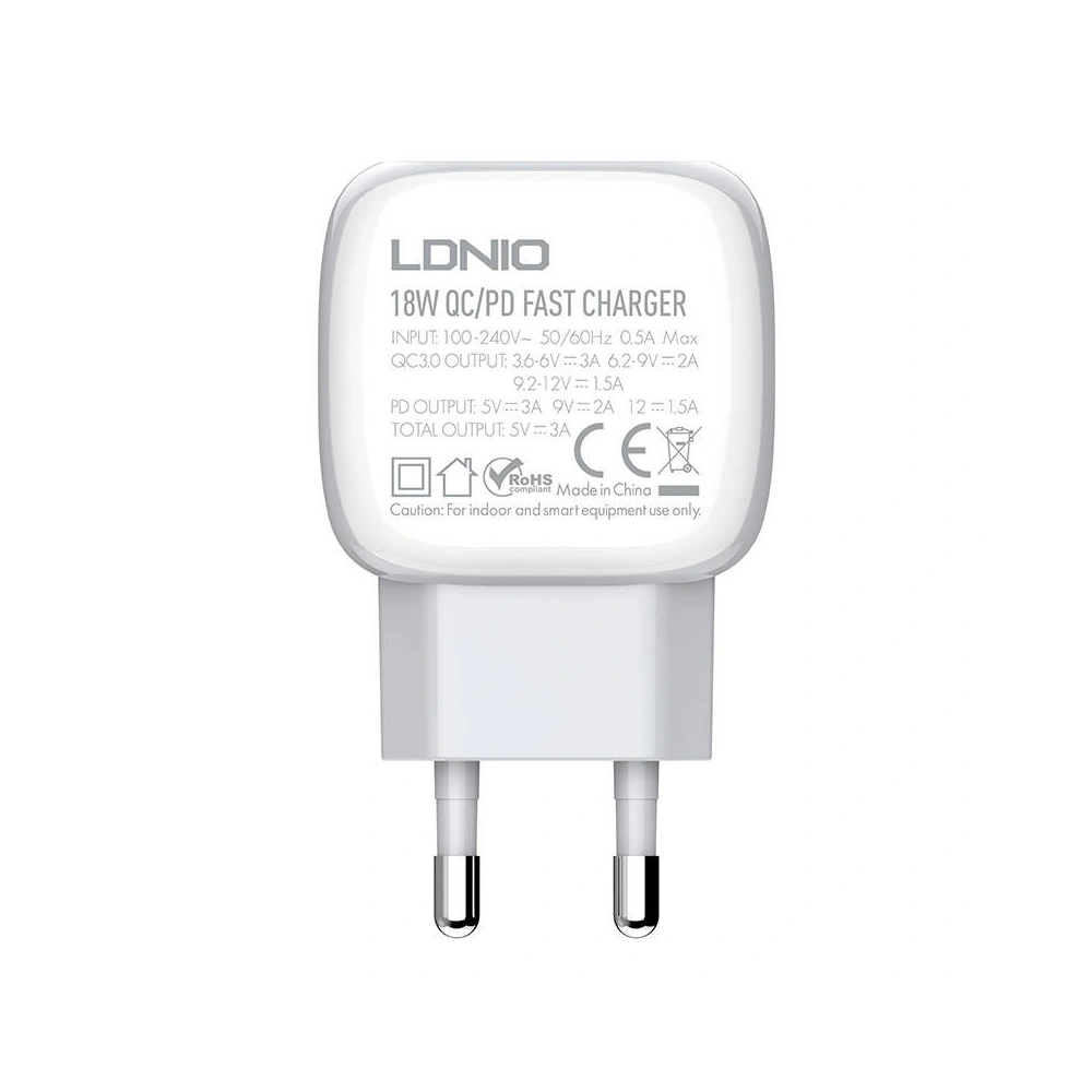 Ładowarka sieciowa LDNIO A2313C USB-A, USB-C 20W + kabel microUSB