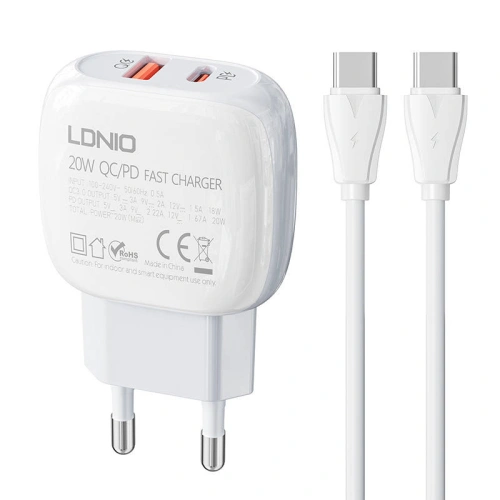 Kup Încărcător de rețea LDNIO A2313C USB-A, USB-C 20W + cablu USB-C/USB-C - LDN139 - {ean13} - Sklep Home Screen