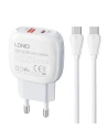 Încărcător de rețea LDNIO A2313C USB-A, USB-C 20W + cablu USB-C/USB-C