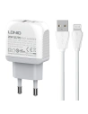 Hálózati töltő LDNIO A2316C USB-A, USB-C + Lightning kábel
