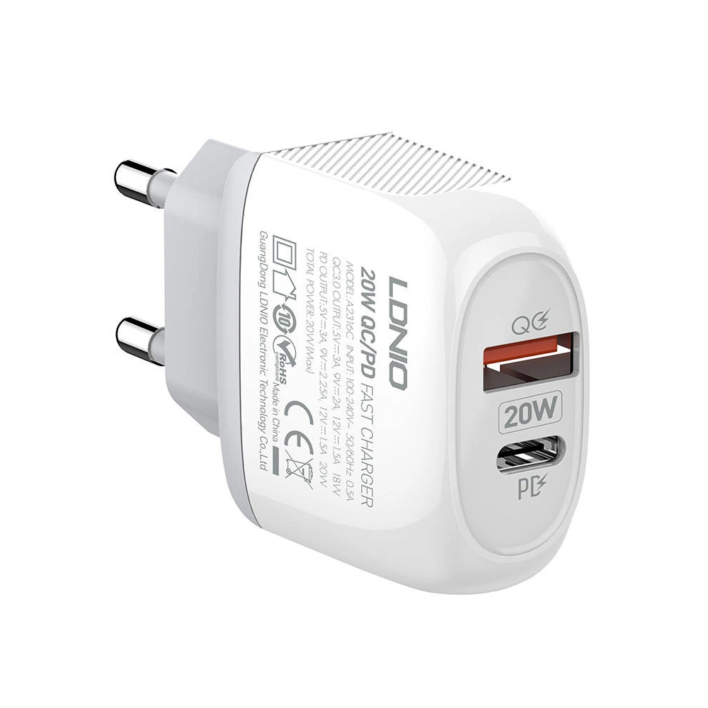 Ładowarka sieciowa LDNIO A2316C USB-A, USB-C + kabel microUSB