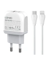 Încărcător de rețea LDNIO A2316C USB-A, USB-C + cablu USB-C/Lightning