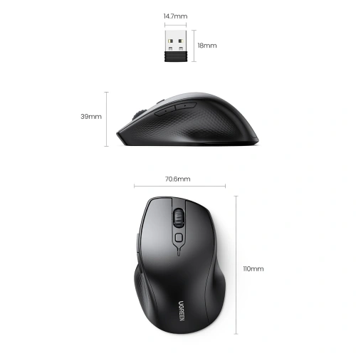Buy UGREEN MU101 Ergonomic Wireless Mouse Black - UGR1490 - {ean13} - Home Screen Store Europe