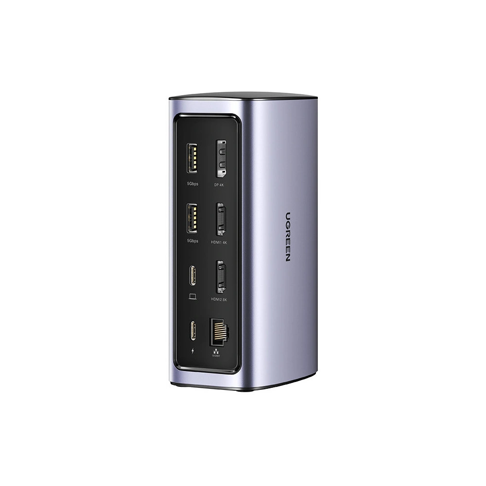 Stacja dokująca UGREEN CM555 HUB 12w1 USB-C - USB HDMI DP RJ45 AUX SD TF szara