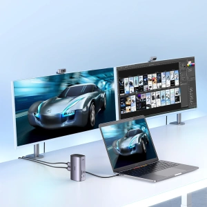 Kup UGREEN CM555 HUB 12in1 USB-C - USB HDMI DP RJ45 AUX SD TF Docking Station grau - UGR1491 - {ean13} - Sklep Home Screen
