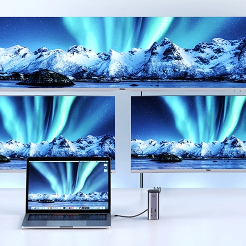 Kup Stacja dokująca UGREEN CM555 HUB 12w1 USB-C - USB HDMI DP RJ45 AUX SD TF szara - UGR1491 - {ean13} - Sklep Home Screen