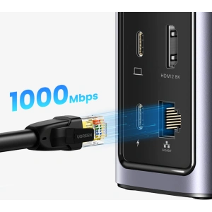 Kup UGREEN CM555 HUB 12in1 USB-C - USB HDMI DP RJ45 AUX SD TF Docking Station grau - UGR1491 - {ean13} - Sklep Home Screen