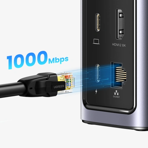 Kup UGREEN CM555 HUB 12in1 USB-C - USB HDMI DP RJ45 AUX SD TF Docking Station grau - UGR1491 - {ean13} - Sklep Home Screen