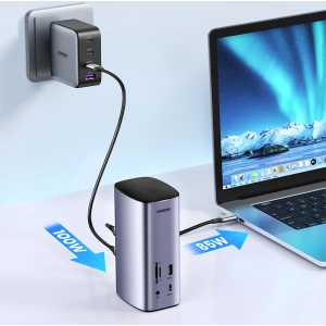 Kup UGREEN CM555 HUB 12in1 USB-C - USB HDMI DP RJ45 AUX SD TF Docking Station grau - UGR1491 - {ean13} - Sklep Home Screen