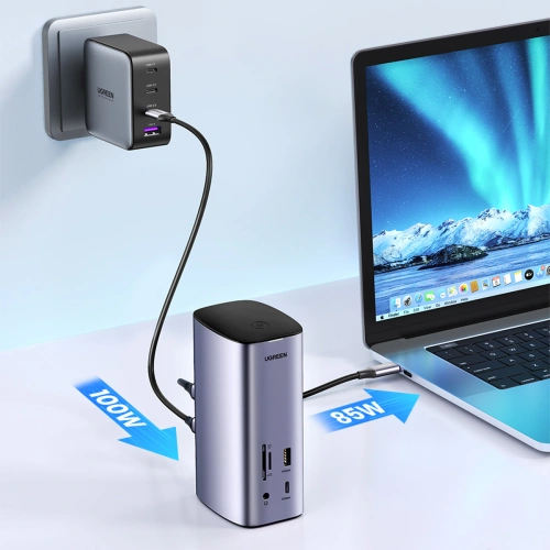 Kup UGREEN CM555 HUB 12in1 USB-C - USB HDMI DP RJ45 AUX SD TF Docking Station grau - UGR1491 - {ean13} - Sklep Home Screen
