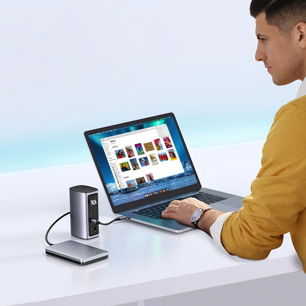 Stacja dokująca UGREEN CM555 HUB 12w1 USB-C - USB HDMI DP RJ45 AUX SD TF szara