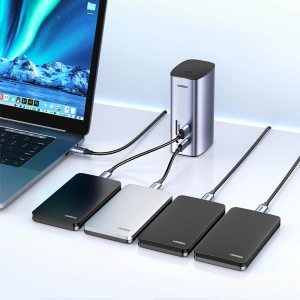 Kup UGREEN CM555 HUB 12in1 USB-C - USB HDMI DP RJ45 AUX SD TF Docking Station grau - UGR1491 - {ean13} - Sklep Home Screen