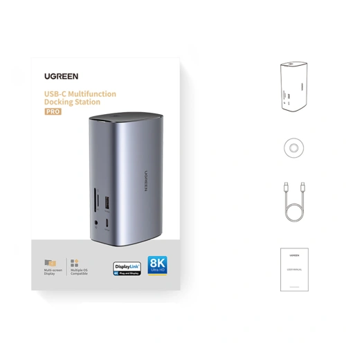 Kup UGREEN CM555 HUB 12in1 USB-C - USB HDMI DP RJ45 AUX SD TF Docking Station grau - UGR1491 - {ean13} - Sklep Home Screen