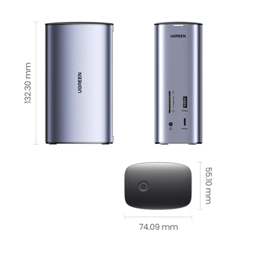 Kup UGREEN CM555 HUB 12in1 USB-C - USB HDMI DP RJ45 AUX SD TF Docking Station grau - UGR1491 - {ean13} - Sklep Home Screen