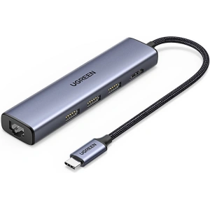 Adapter HUB UGREEN CM475 5in1 USB C - 3x USB 3.0/HDMI/RJ45 szary