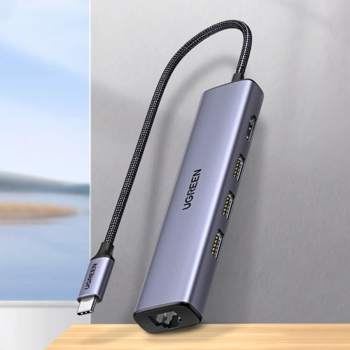 Kup Adapter HUB UGREEN CM475 5in1 USB C - 3x USB 3.0/HDMI/RJ45 gri - UGR1492 - {ean13} - Sklep Home Screen