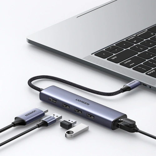 Kup Adapter HUB UGREEN CM475 5in1 USB C - 3x USB 3.0/HDMI/RJ45 gri - UGR1492 - {ean13} - Sklep Home Screen