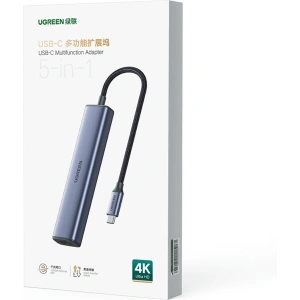 Adapter HUB UGREEN CM475 5in1 USB C - 3x USB 3.0/HDMI/RJ45 szary