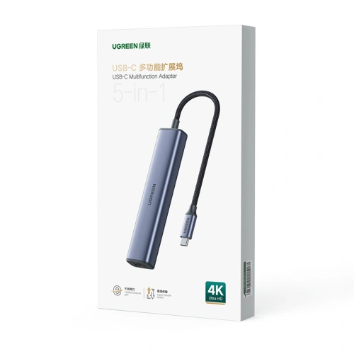 Kup Adapter HUB UGREEN CM475 5in1 USB C - 3x USB 3.0/HDMI/RJ45 gri - UGR1492 - {ean13} - Sklep Home Screen