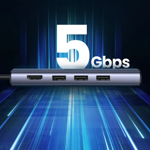 Kup Adapter HUB UGREEN CM475 5in1 USB C - 3x USB 3.0/HDMI/RJ45 gri - UGR1492 - {ean13} - Sklep Home Screen