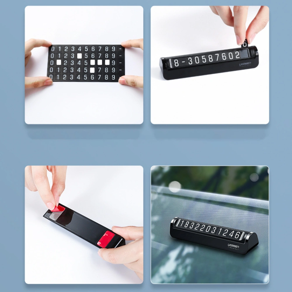 Tabliczka parkingowa na numer telefonu do samochodu UGREEN LP178 czarna