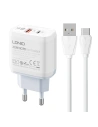 LDNIO A2421C Wall Charger USB-A, USB-C 22.5W + USB-C cable