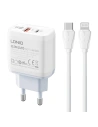LDNIO A2421C Wall Charger USB-A, USB-C 22.5W + USB-C/Lightning cable